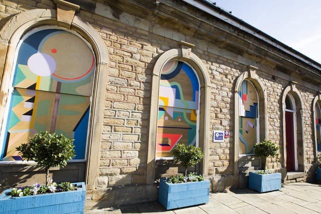 The vibrant new works, which fill the 26 windows and doorways on the entrance and station platforms, welcome passengers and the public to Batley