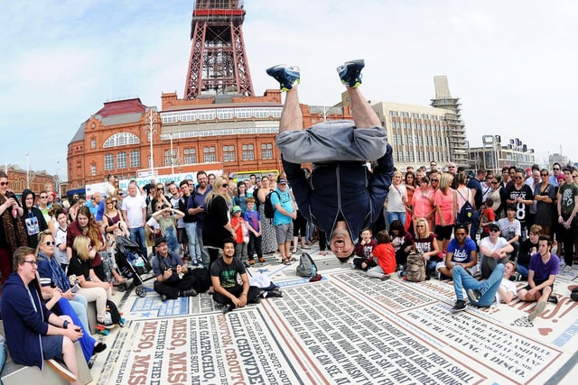 Break-dancing and rapping on the Comedy Carpet.  Pictured is Johnny Alexander performing for the crowds.