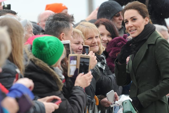 The Duchess of Cambridge, Kate Middleton, visited the Comedy Carpet with Prince William in 2019