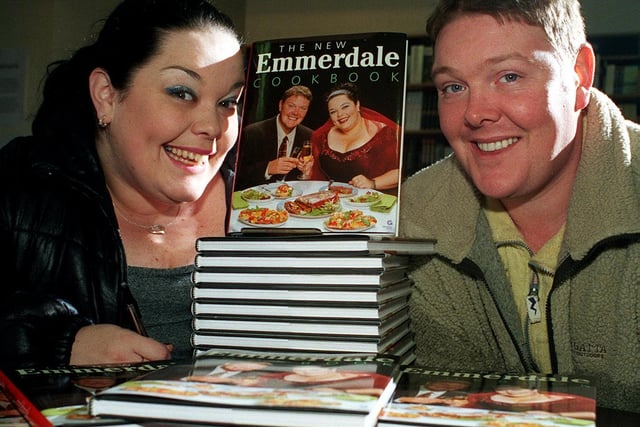 Emmerdale stars helped launch the soap's cook book at Waterstones. Pictured, from left, are Lisa Riley (Mandy Dingle) and Dominic Brunt (Paddy Kirk).