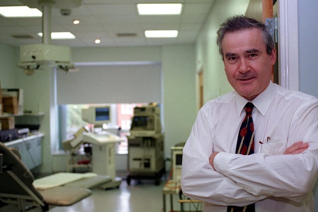 Consultant cardiologist, Dr Gordon Williams outside the area that was to be made into the Jill Dando Suite in the Leeds General Infirmary's Jubilee Building.