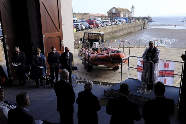 The naming ceremony service underway at the lifeboat station.