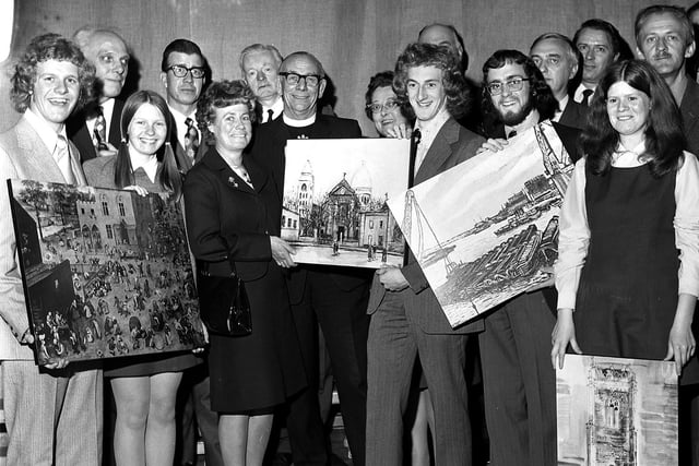 Wigan's Deanery High School award-winning artists in 1972