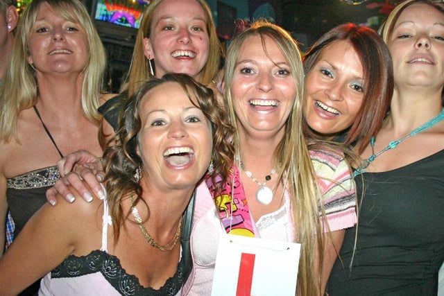 Hens out celebrating Tracey's (central) hen night - Flares.