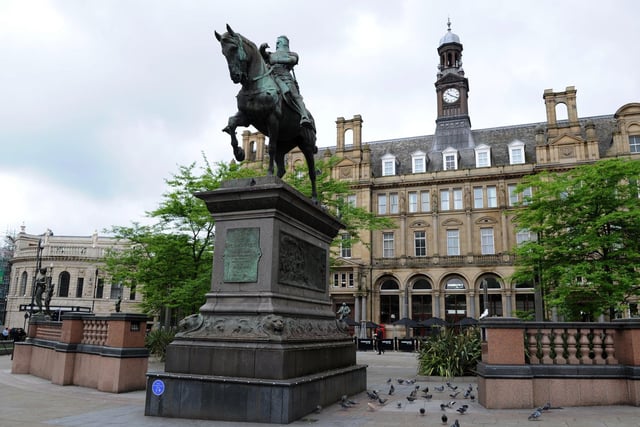 Has been pointing the way in City Square since 1903. The bronze sculpture was so huge it had to be cast in Belgium, as there was no foundry in Britain large enough - and be towed into Leeds by canal boat.