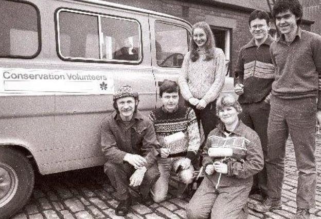 Conservation volunteers at Bridge Street, Wakefield 1985.