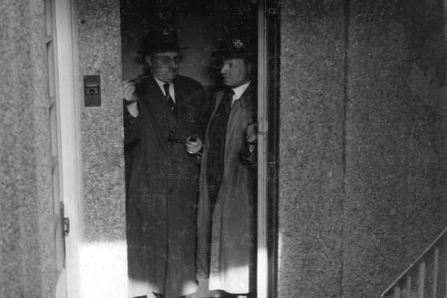 March 1938. One of the 78 lifts installed in the Quarry Hill Flats. It was the only council flats complex in England to have lifts at this time.