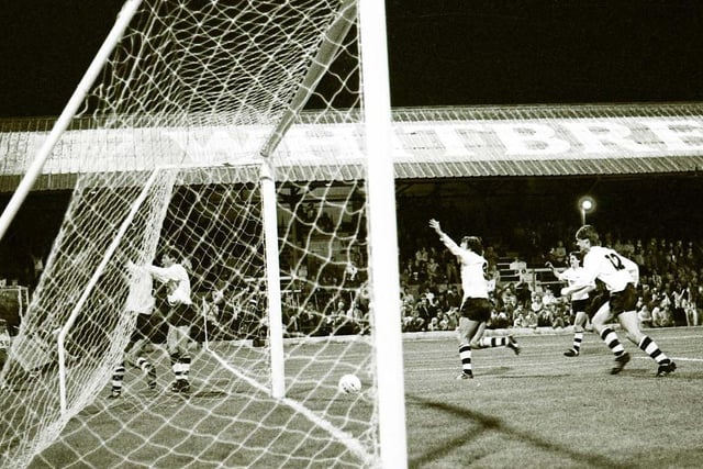 PNE score against Blackpool in the League Cup in 1985