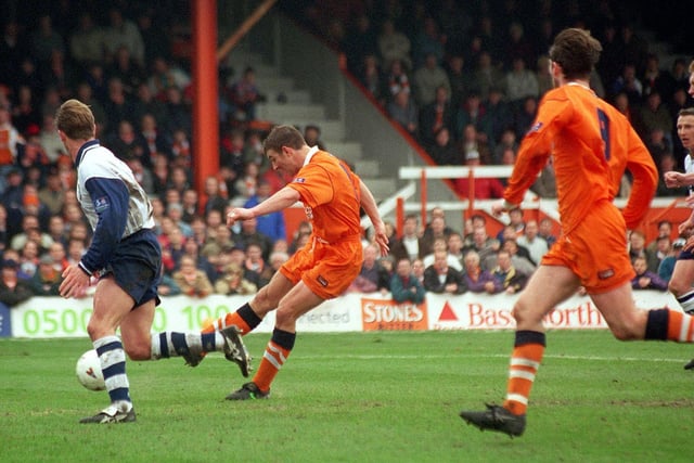 Phil Clarkson scores both goals on the last time Blackpool beat their rivals at Bloomfield Road.