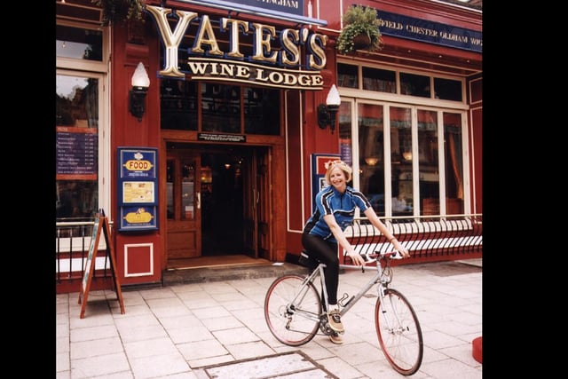 Davina Dickson outside Yates's Church St Preston in 2000