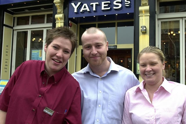 Yates's in Preston are to have a week of fund raising for Melanie's Magic Wand Appeal. From left, Anna Gough, Martin Wildman and Sara Heskett in 2001
