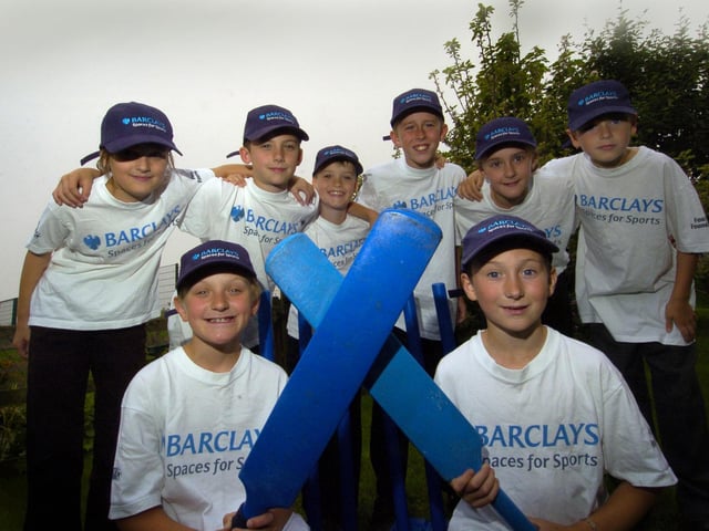 Stakesby School’s cricket team celebrates receiving a sports award.