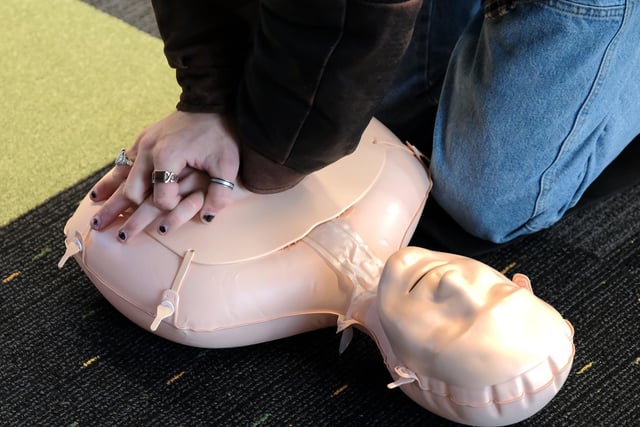 A CPR practice dummy.