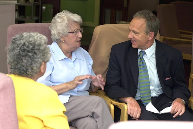 Leeds City Council leader Coun Keith Wakefield chats to Joan Wood during his visit to the Cardinal Court sheltered housing at Beeston.
