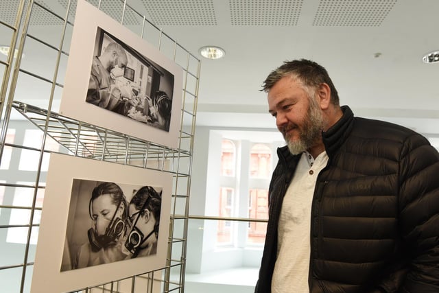 Co-founder of Mancspirit Paul Ludden at the launch of Behind Closed Doors, photography exhibition by Petro Bekker.