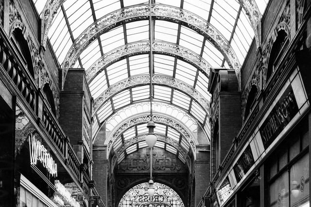 The Cross Arcade in the 1960s. Pictured on the left is the Victoria Furniture Company and to the right Stephenson's Drapers.