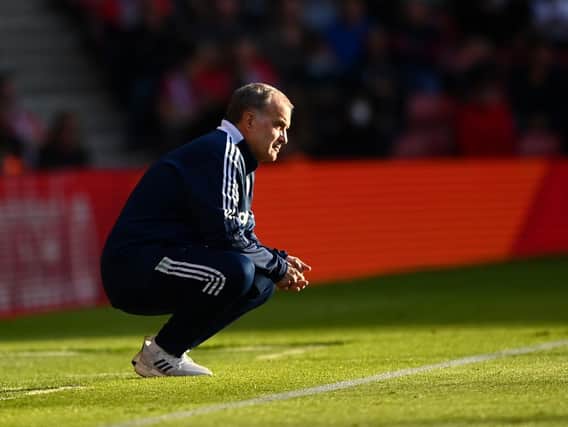 Leeds United head coach Marcelo Bielsa watches on at St Mary's. Pic: Getty