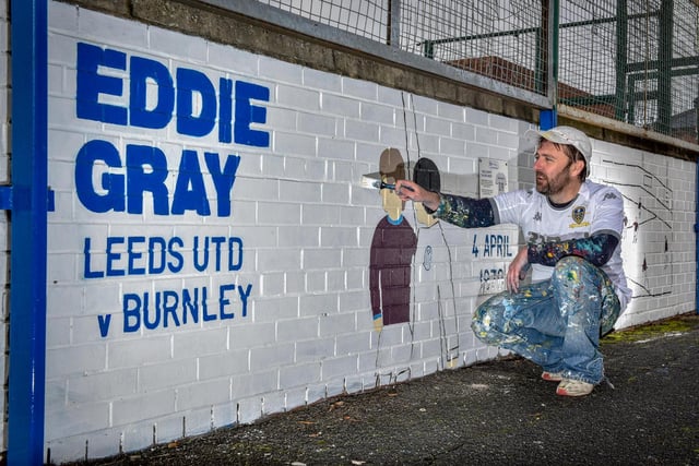Andy McVeigh (aka Burley Banksy) teamed up with the EFL and Mind charity to immortalise one of club legend Eddie Gray's most famous moments in Holbeck against Burnley.