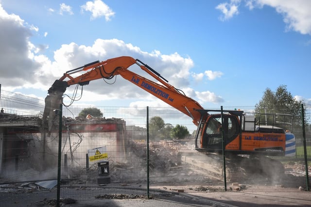 Savick shops and library has started to be demolished