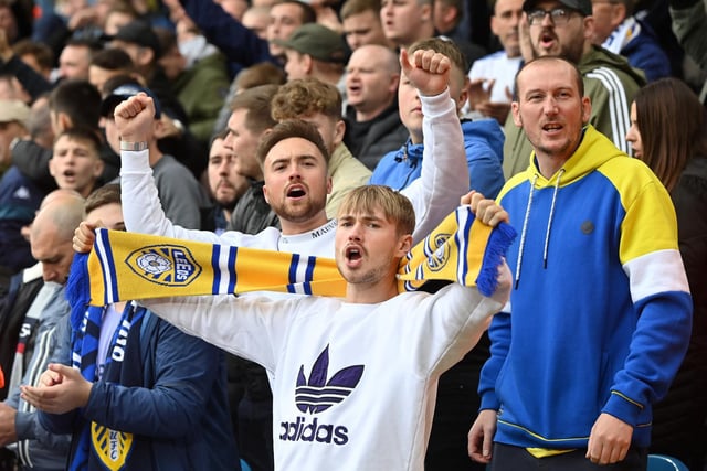 Leeds United's famous colours in the stands.
