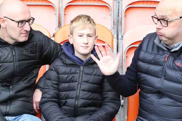 Three PNE supporters have a chat ahead of the Blackpool game