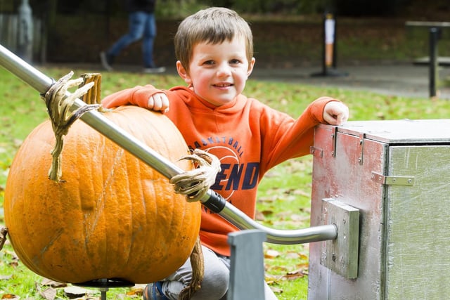 Five-year-old George Ash-Marks at Hebden Bridge Pumpkin Trail