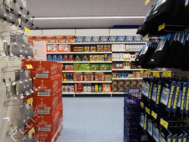 The aisles in Bispham's new B&M store which opened today.