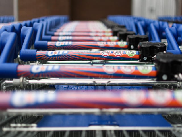 Trolley's ready for use at the new B&M store in Bispham.