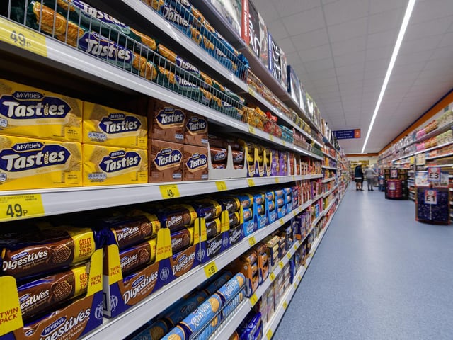 The aisles in Bispham's new B&M store.