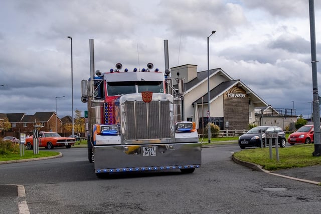The convoy heading through the region, with Hasbro's Optimus Prim truck leading the way. Pictures courtesy of Steve Salmon Photography.