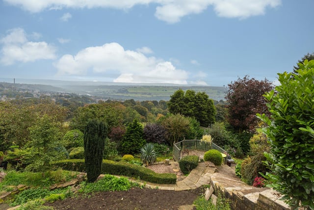 Looking out across the valley from the tiered gardens of Warley Lodge.
