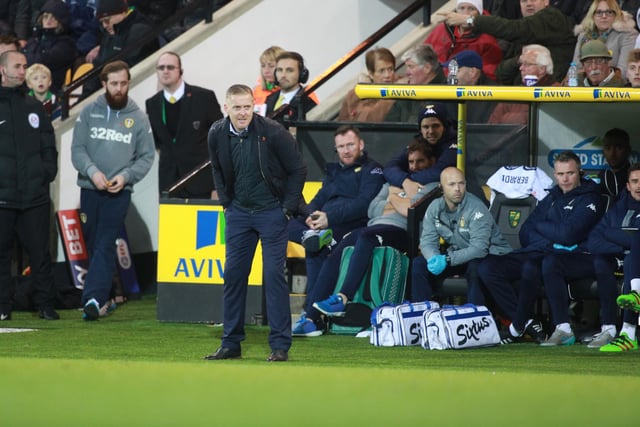 Leeds United boss Garry Monk gives out instructions as the game continues.