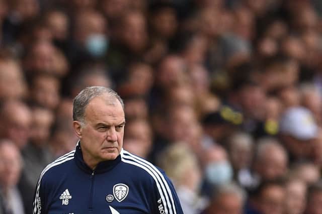 DECISION TIME: Leeds United head coach Marcelo Bielsa, pictured during last weekend's clash against Wolves, has some big calls to make for Sunday's fixture against Norwich City at Carrow Road. Photo by OLI SCARFF/AFP via Getty Images.