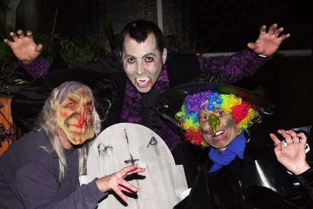 RSPCA Volunteers L-R Pam Barber Sean Greenwood and Cathy Hopkins at the RSPCA's fundraising Halloween night at the Stanley Park Conservatory, 2003