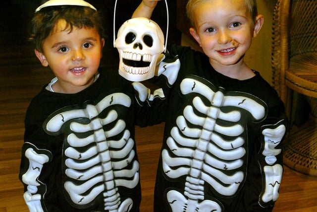Halloween party at Tussauds Waxworks, Blackpool in 2006 Some of the children who dressed in Halloween costumes. Shaye Mills (3), left and Finlay Wright (4)
