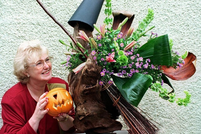 Ann McDevitt with her Halloween  creation in 1997