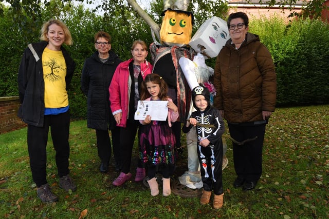 from left, Helen Gould from LPM Dance, Kate Jenner, Vivienne Roe with grandchildren Jessica, six and James, three, and Jackie Purcell, at the Fulwood Library display.