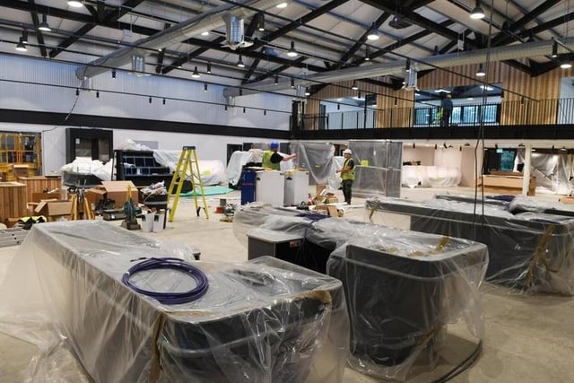 Counters being installed in the brand new food hall