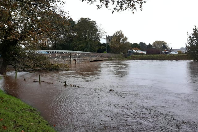 Floodwaters at St Michael's Bridge.