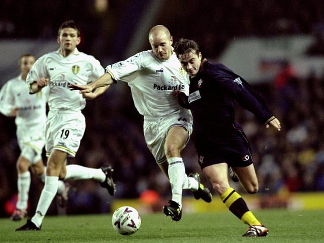 Southampton's Matt Oakley takes on Danny Mills.