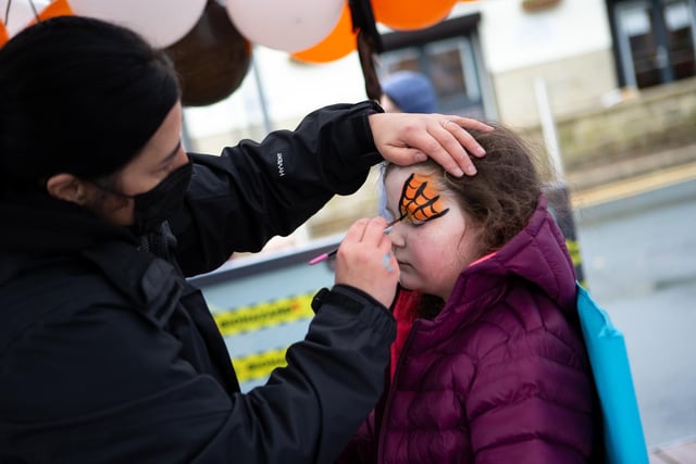 Face painting at the Halloween event organised by Brighouse Bid