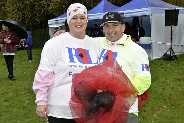 Tina Townsend and Shaun Ashton of Rothwell with their giant poppy