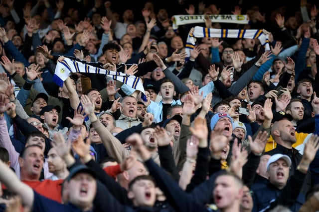 Leeds United's travelling supporters at Carrow Road during Sunday's 2-1 victory.