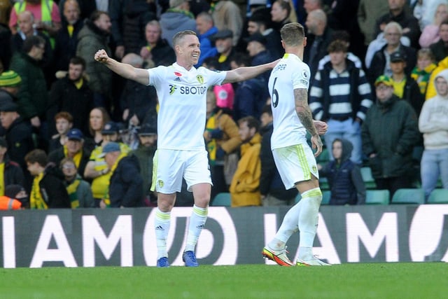 Adam Forshaw and Liam Cooper celebrate at full-time.