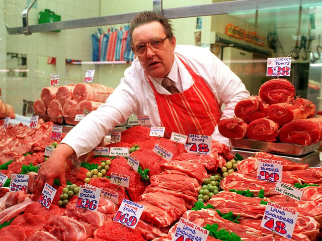 Do you remember butcher Trevor Middleton? He is pictured in December 1997 after the Government introduced a ban on the sale of beef on the bone.