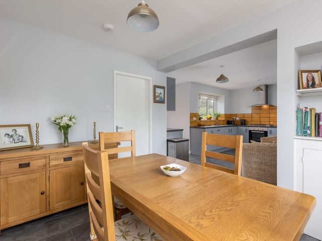This dining area is open to the kitchen.