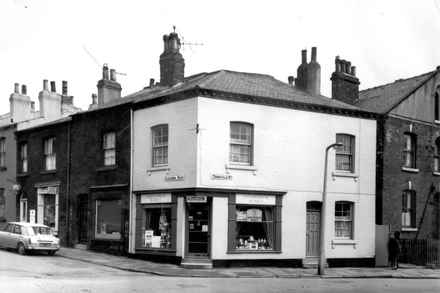 A bakery shop on Alexandra Road in January 1968. The bakehouse was at the back of this shop and customers could see bread being baked. The Goldfinch wine store is at the corner with Thornville Road.