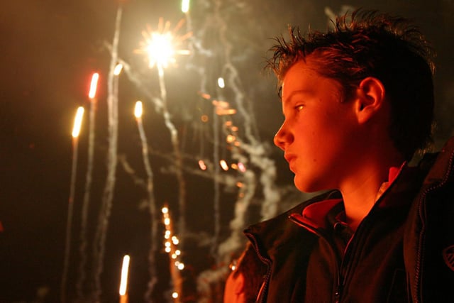 Alex McGee watches the fireworks display in 2004