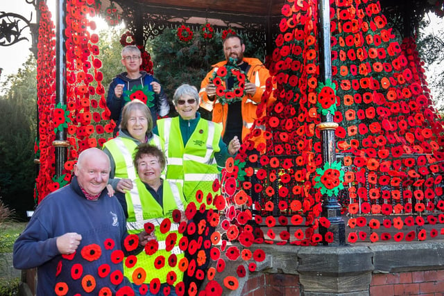 The team behind the Ripon Community Poppy Project who helped deck the town out in over 75,000 hand knitted poppies