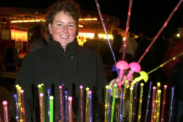 Bonfire Night fun at Blackpool Cricket Club. Jannine Mulhearns selling flashing swords, 2000